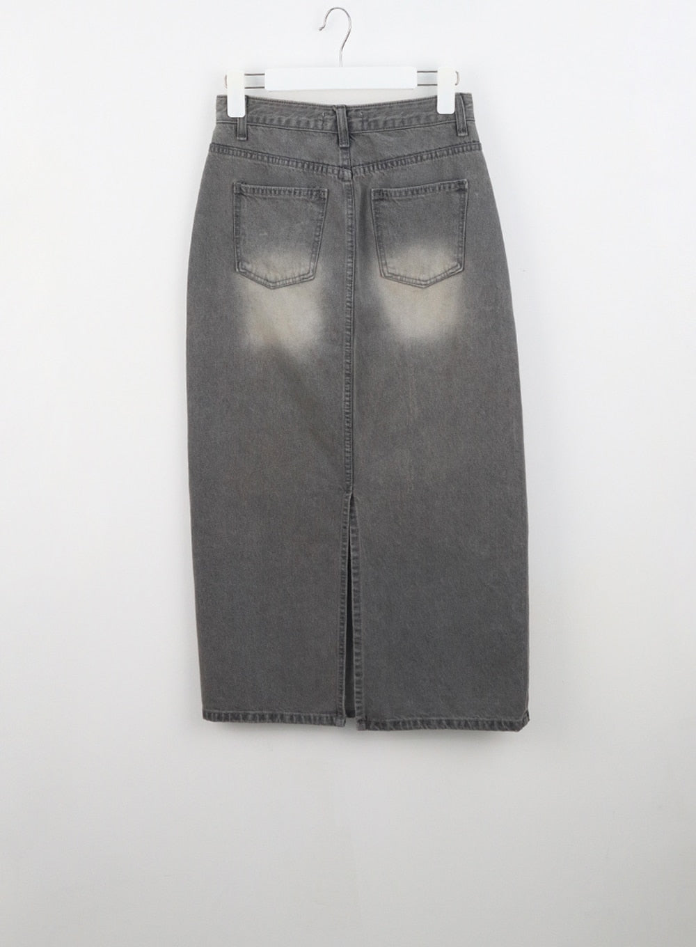 Grey Denim Maxi Skirt IU329